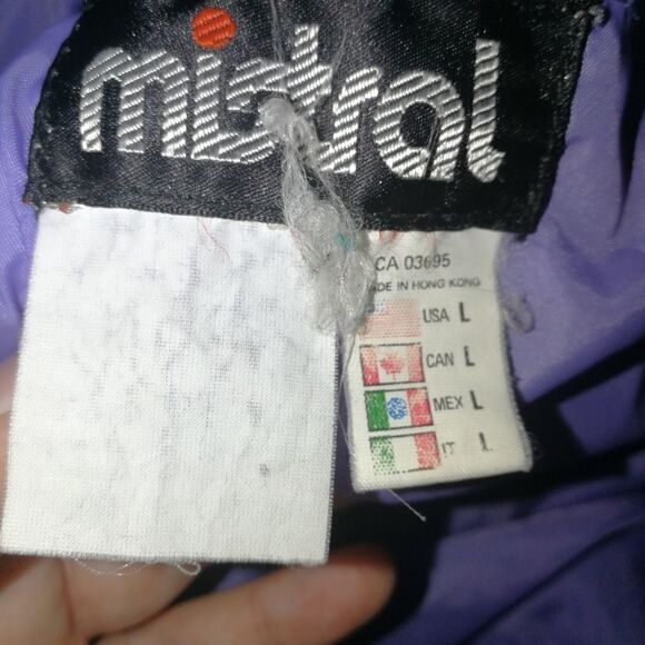 VINTAGE MISTRAL Purple & Black Abstract Comic Oversized Rain Coat Size Large - Picture 15 of 16